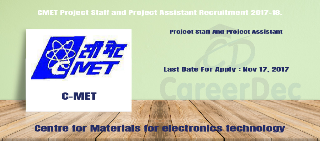 CMET Project Staff and Project Assistant Recruitment 2017-18. Cover Image