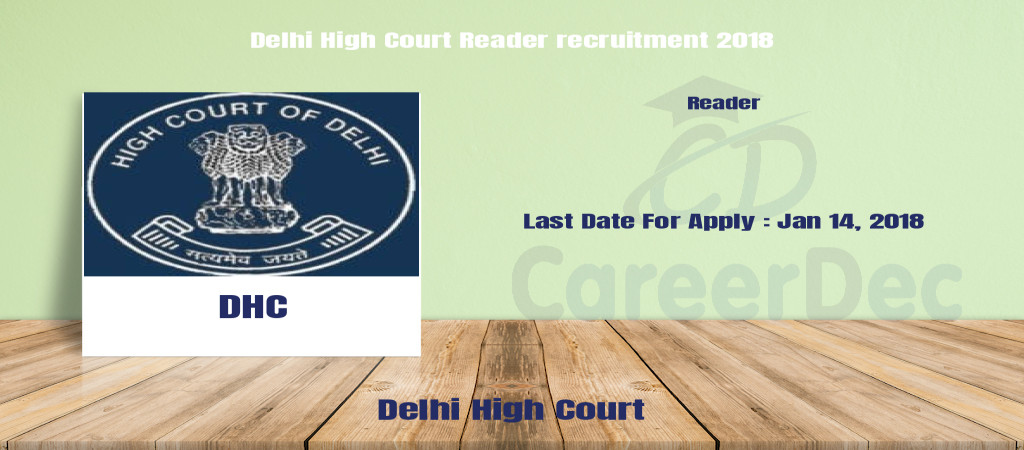 Delhi High Court Reader recruitment 2018 Cover Image