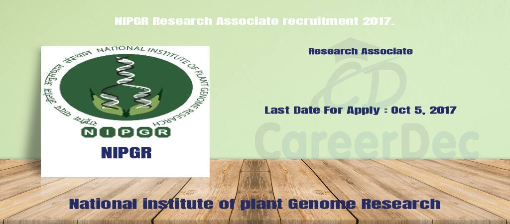 NIPGR Research Associate recruitment 2017. Cover Image