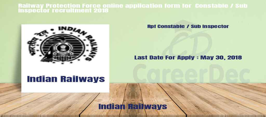 Railway Protection Force online application form for  Constable / Sub Inspector recruitment 2018 Cover Image