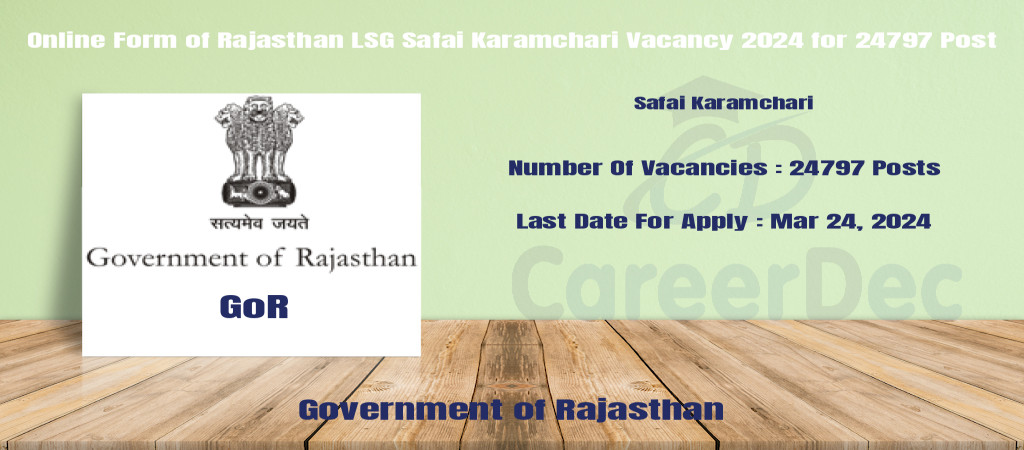 Online Form of Rajasthan LSG Safai Karamchari Vacancy 2024 for 24797 Post Cover Image