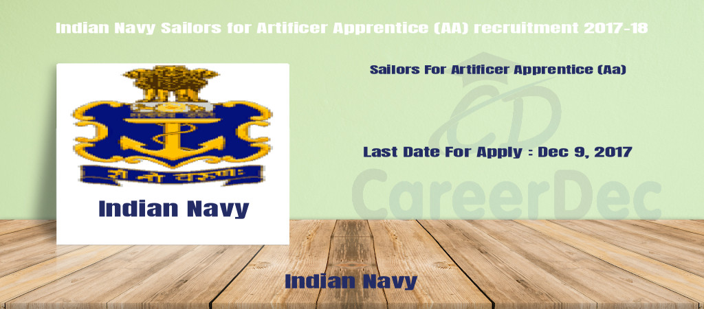 Indian Navy Sailors for Artificer Apprentice (AA) recruitment 2017-18 Cover Image