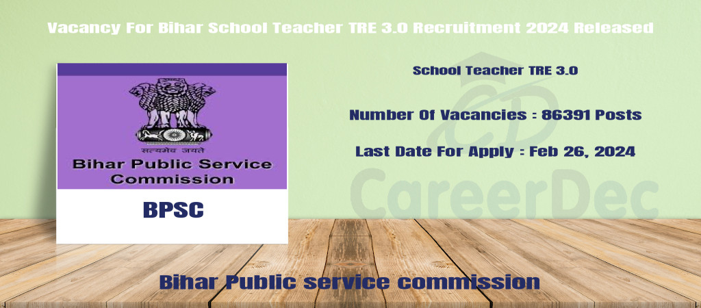 Vacancy For Bihar School Teacher TRE 3.0 Recruitment 2024 Released Cover Image