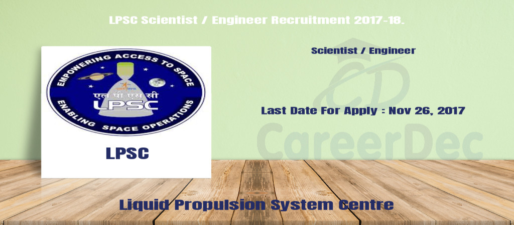 LPSC Scientist / Engineer Recruitment 2017-18. Cover Image