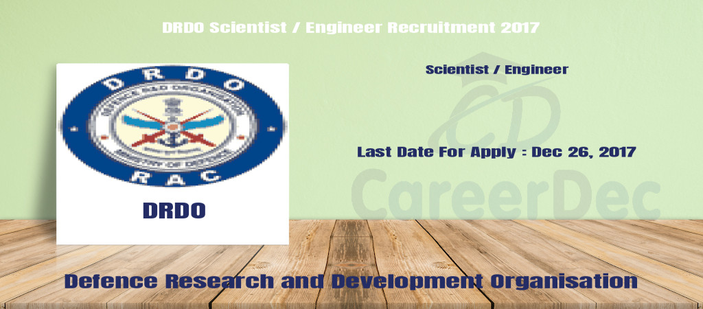 DRDO Scientist / Engineer Recruitment 2017 Cover Image