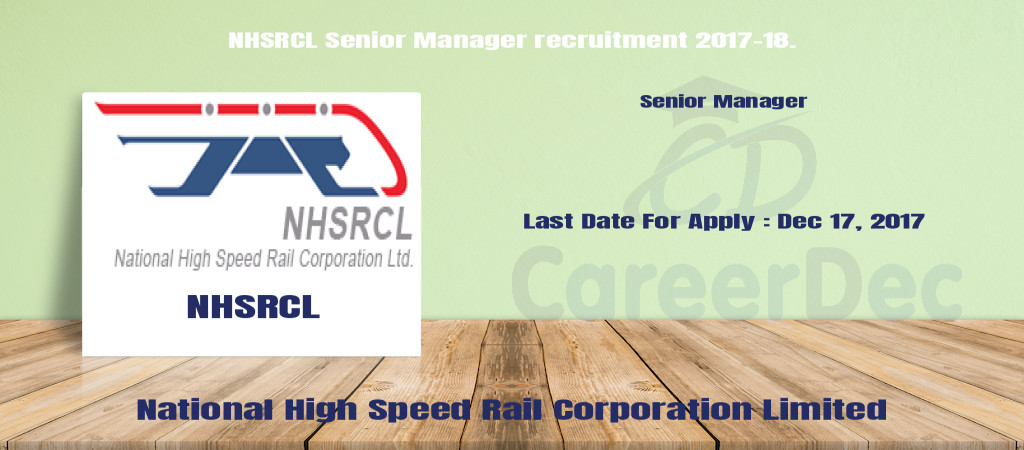 NHSRCL Senior Manager recruitment 2017-18. Cover Image