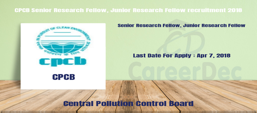 CPCB Senior Research Fellow, Junior Research Fellow recruitment 2018 Cover Image