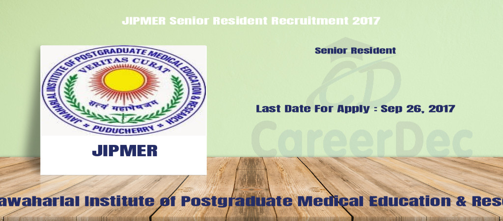 JIPMER Senior Resident Recruitment 2017 Cover Image