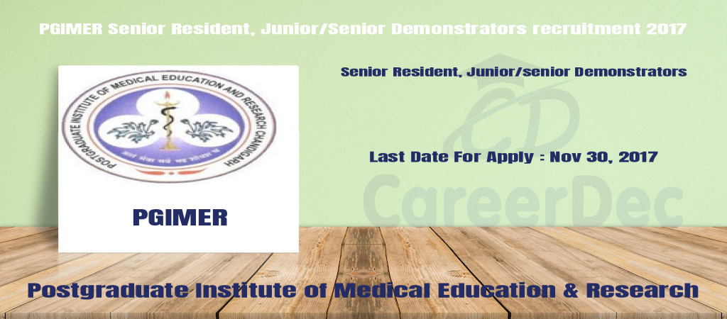 PGIMER Senior Resident, Junior/Senior Demonstrators recruitment 2017 Cover Image