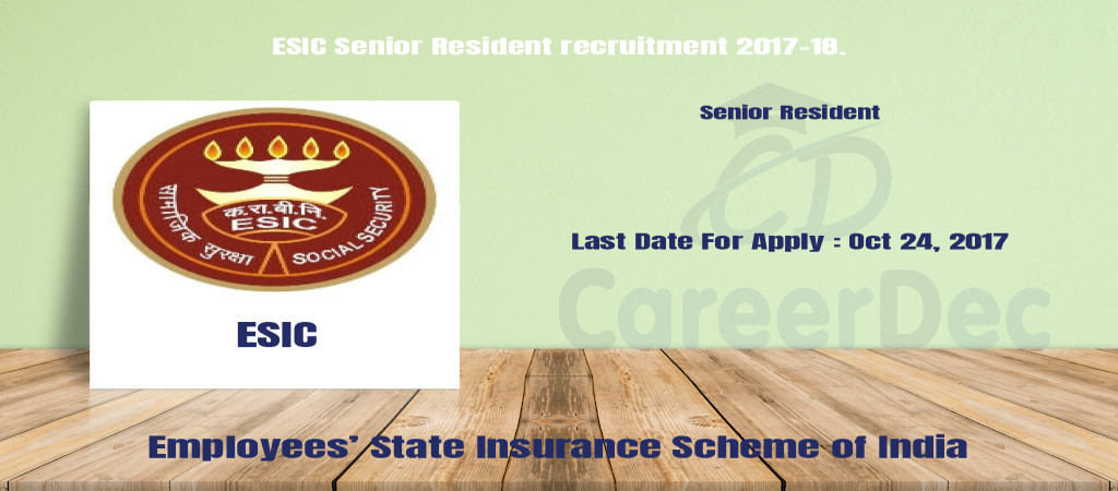 ESIC Senior Resident recruitment 2017-18. Cover Image