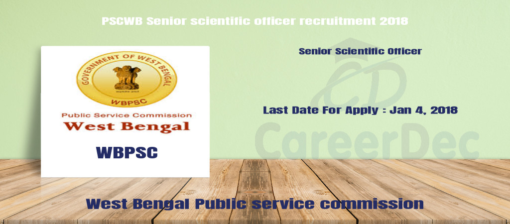PSCWB Senior scientific officer recruitment 2018 Cover Image