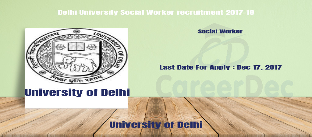 Delhi University Social Worker recruitment 2017-18 Cover Image