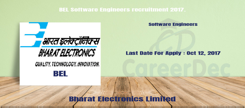 BEL Software Engineers recruitment 2017. Cover Image