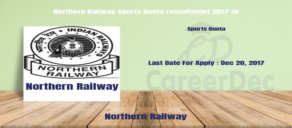 Northern Railway Sports Quota recruitment 2017-18 Cover Image