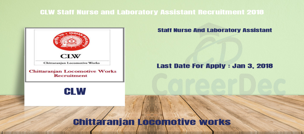 CLW Staff Nurse and Laboratory Assistant Recruitment 2018 Cover Image