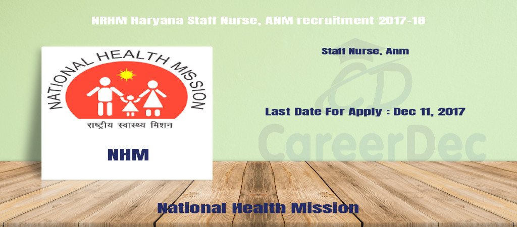 NRHM Haryana Staff Nurse, ANM recruitment 2017-18 Cover Image