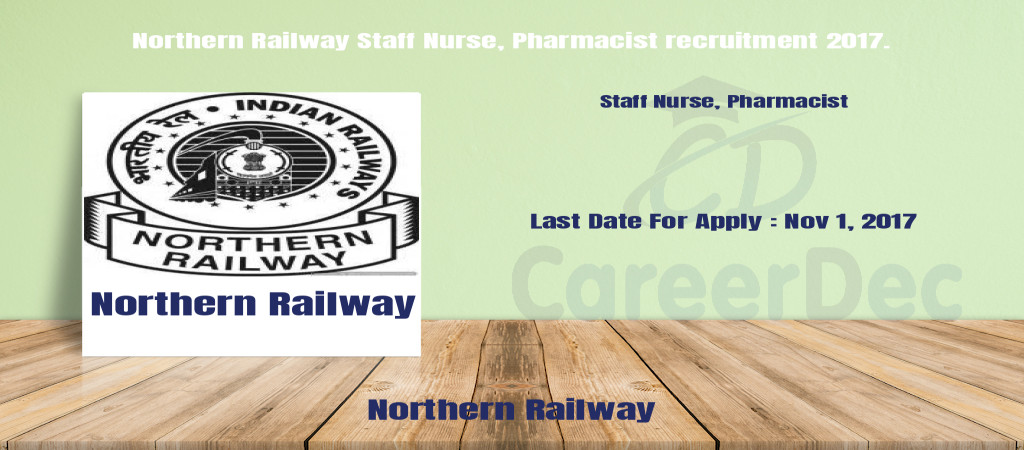 Northern Railway Staff Nurse, Pharmacist recruitment 2017. Cover Image