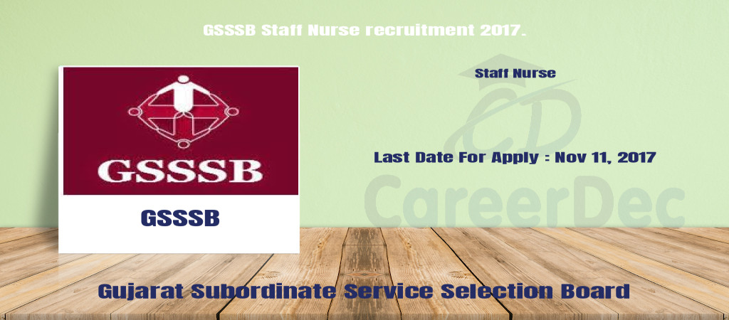GSSSB Staff Nurse recruitment 2017. Cover Image
