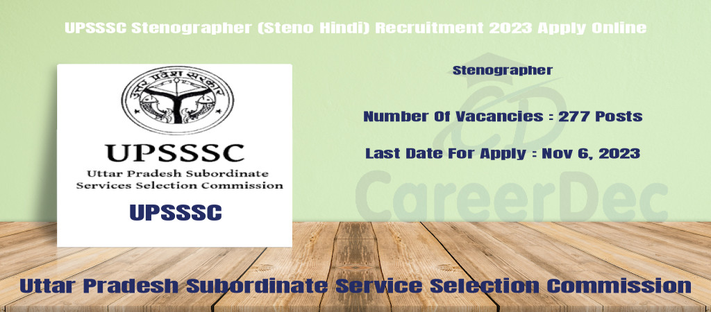 UPSSSC Stenographer (Steno Hindi) Recruitment 2023 Apply Online Cover Image