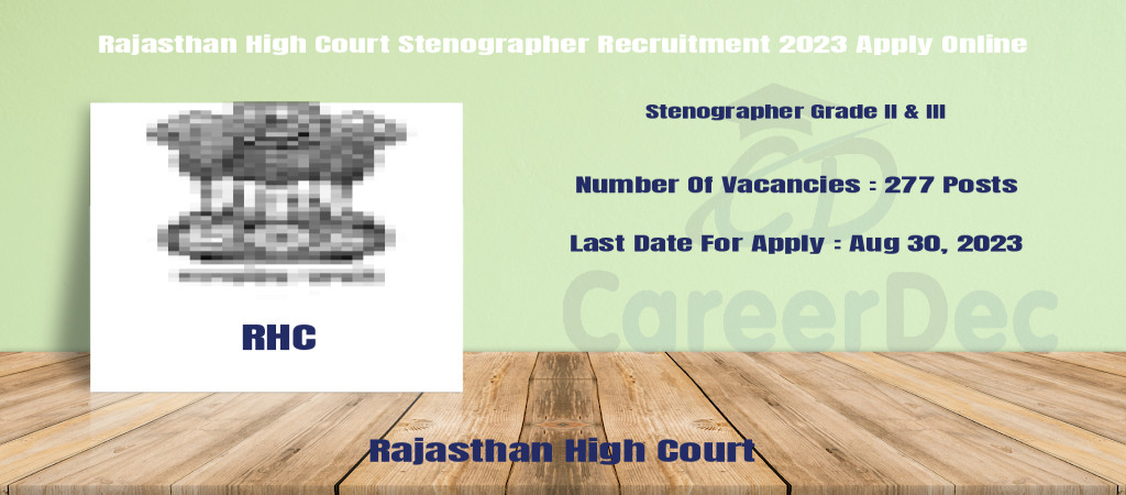 Rajasthan High Court Stenographer Recruitment 2023 Apply Online Cover Image
