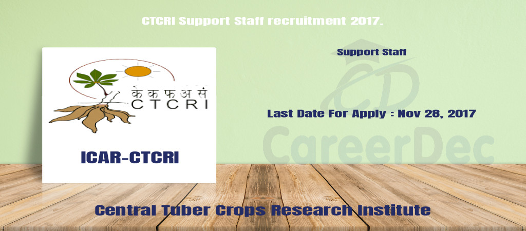 CTCRI Support Staff recruitment 2017. Cover Image