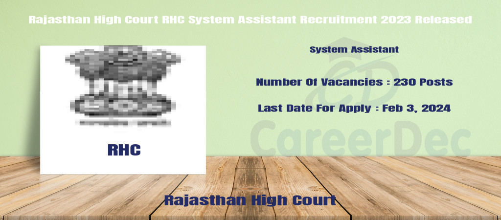Rajasthan High Court RHC System Assistant Recruitment 2023 Released Cover Image