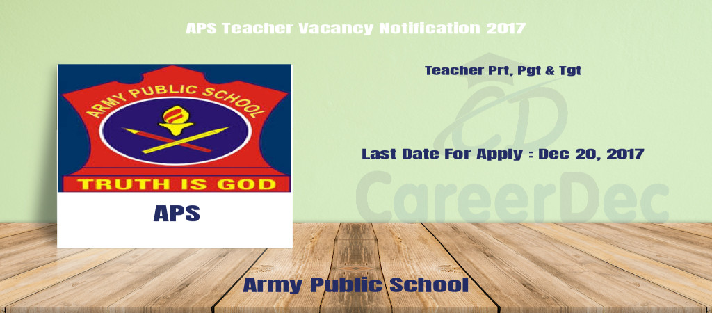 APS Teacher Vacancy Notification 2017 Cover Image