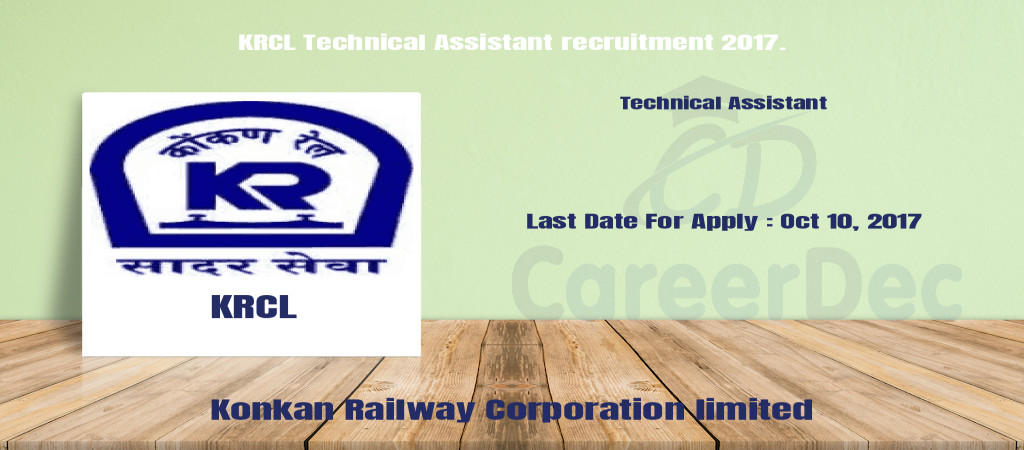 KRCL Technical Assistant recruitment 2017. Cover Image