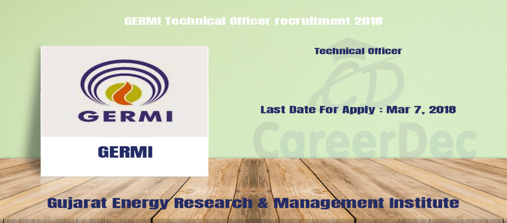 GERMI Technical Officer recruitment 2018 Cover Image