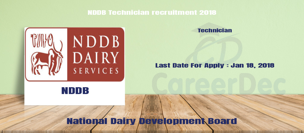 NDDB Technician recruitment 2018 Cover Image