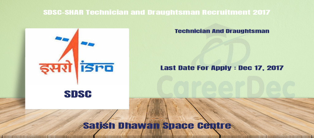 SDSC-SHAR Technician and Draughtsman Recruitment 2017 Cover Image