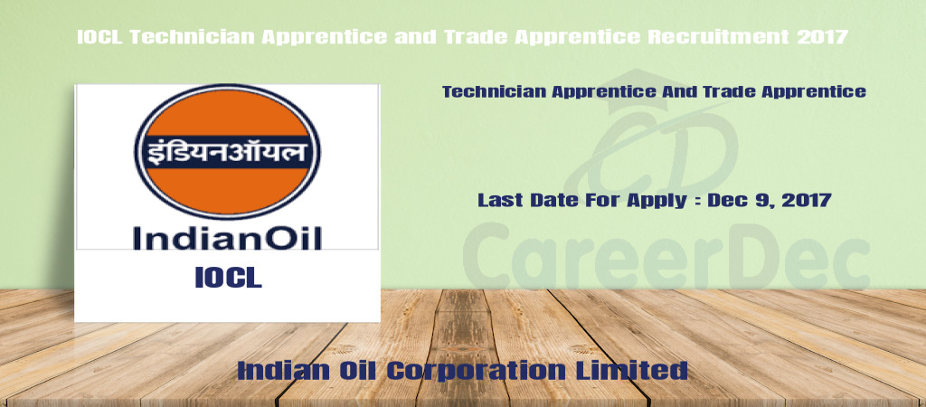IOCL Technician Apprentice and Trade Apprentice Recruitment 2017 Cover Image