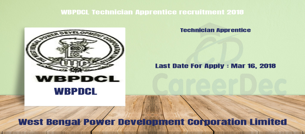 WBPDCL Technician Apprentice recruitment 2018 Cover Image
