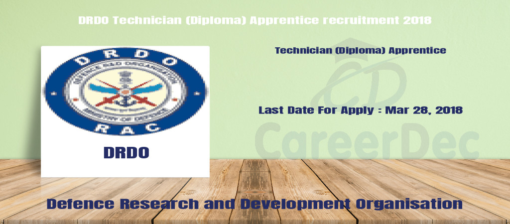 DRDO Technician (Diploma) Apprentice recruitment 2018 Cover Image