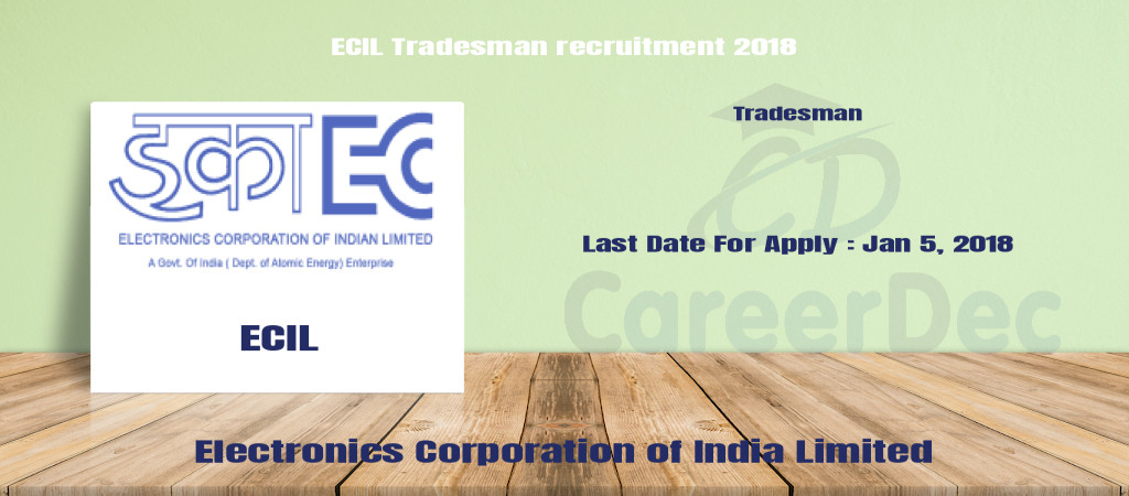 ECIL Tradesman recruitment 2018 Cover Image
