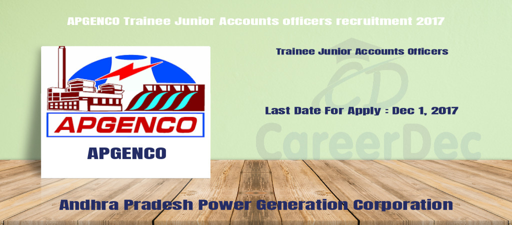 APGENCO Trainee Junior Accounts officers recruitment 2017 Cover Image