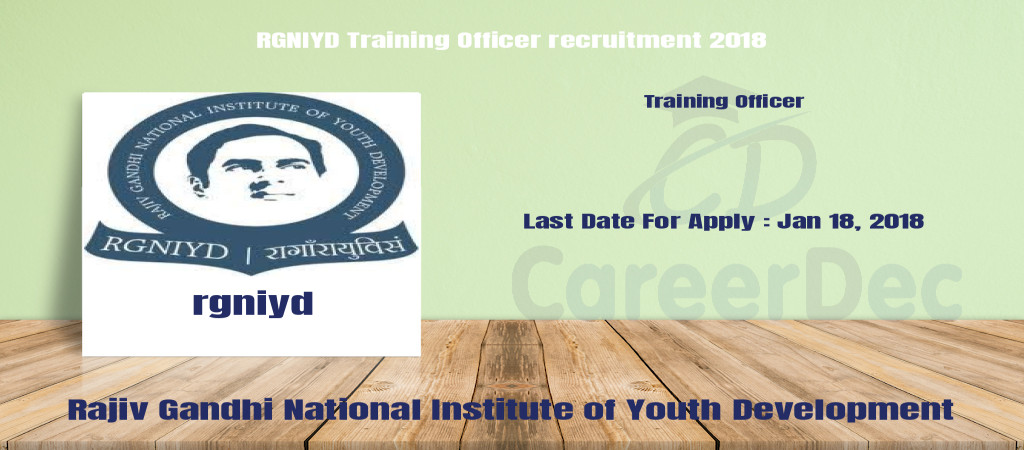 RGNIYD Training Officer recruitment 2018 Cover Image