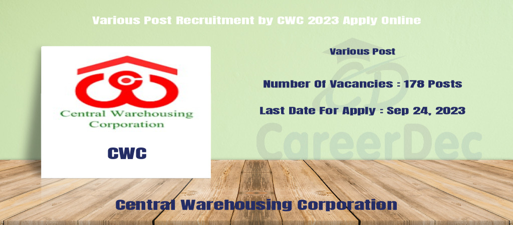 Various Post Recruitment by CWC 2023 Apply Online Cover Image