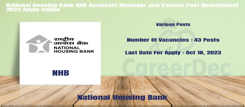 National Housing Bank NHB Assistant Manager and Various Post Recruitment 2023 Apply Online Cover Image