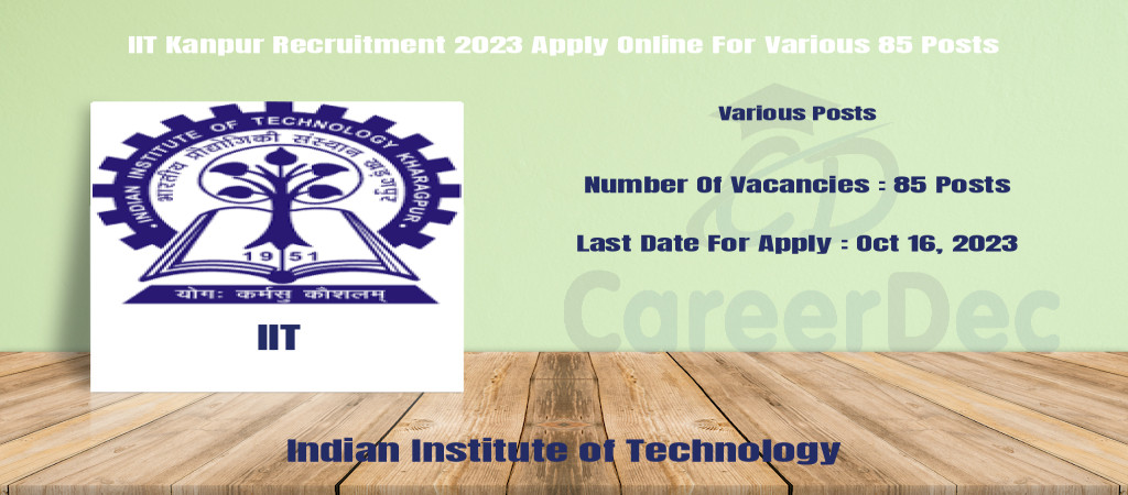 IIT Kanpur Recruitment 2023 Apply Online For Various 85 Posts Cover Image