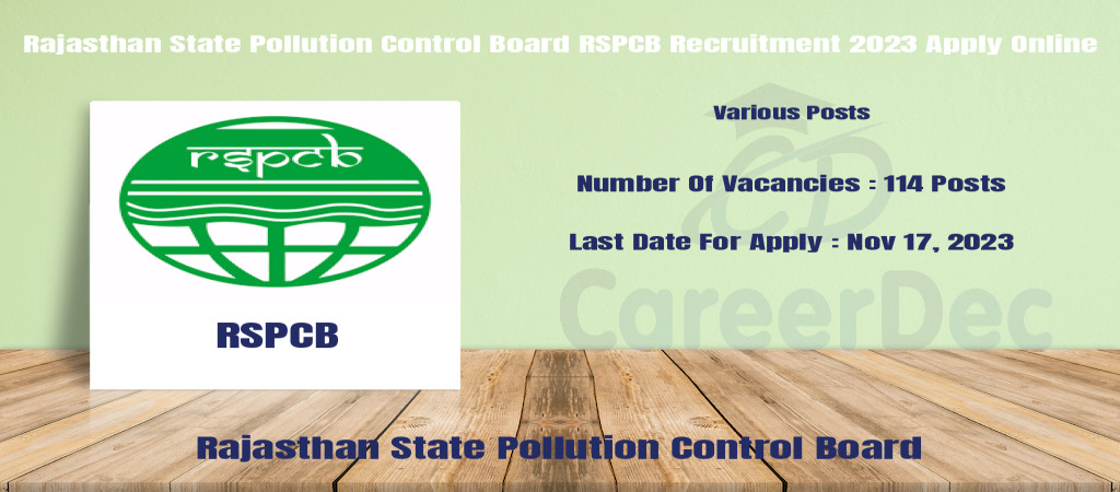 Rajasthan State Pollution Control Board RSPCB Recruitment 2023 Apply Online Cover Image