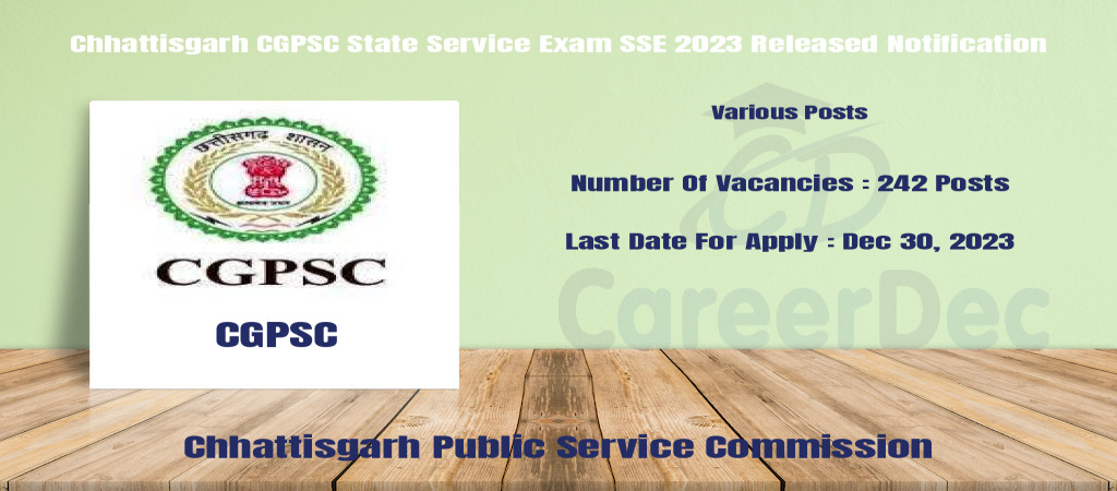 Chhattisgarh CGPSC State Service Exam SSE 2023 Released Notification Cover Image