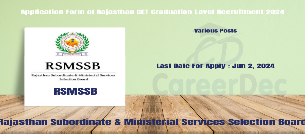 Application Form of Rajasthan CET Graduation Level Recruitment 2024 Cover Image