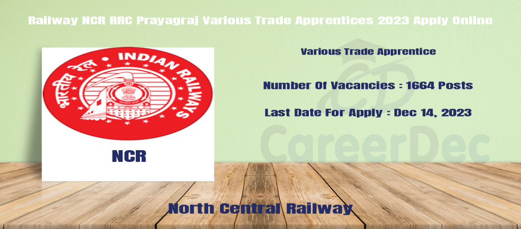 Railway NCR RRC Prayagraj Various Trade Apprentices 2023 Apply Online Cover Image