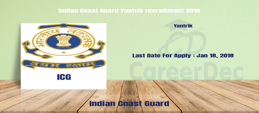 Indian Coast Guard Yantrik recruitment 2018 Cover Image