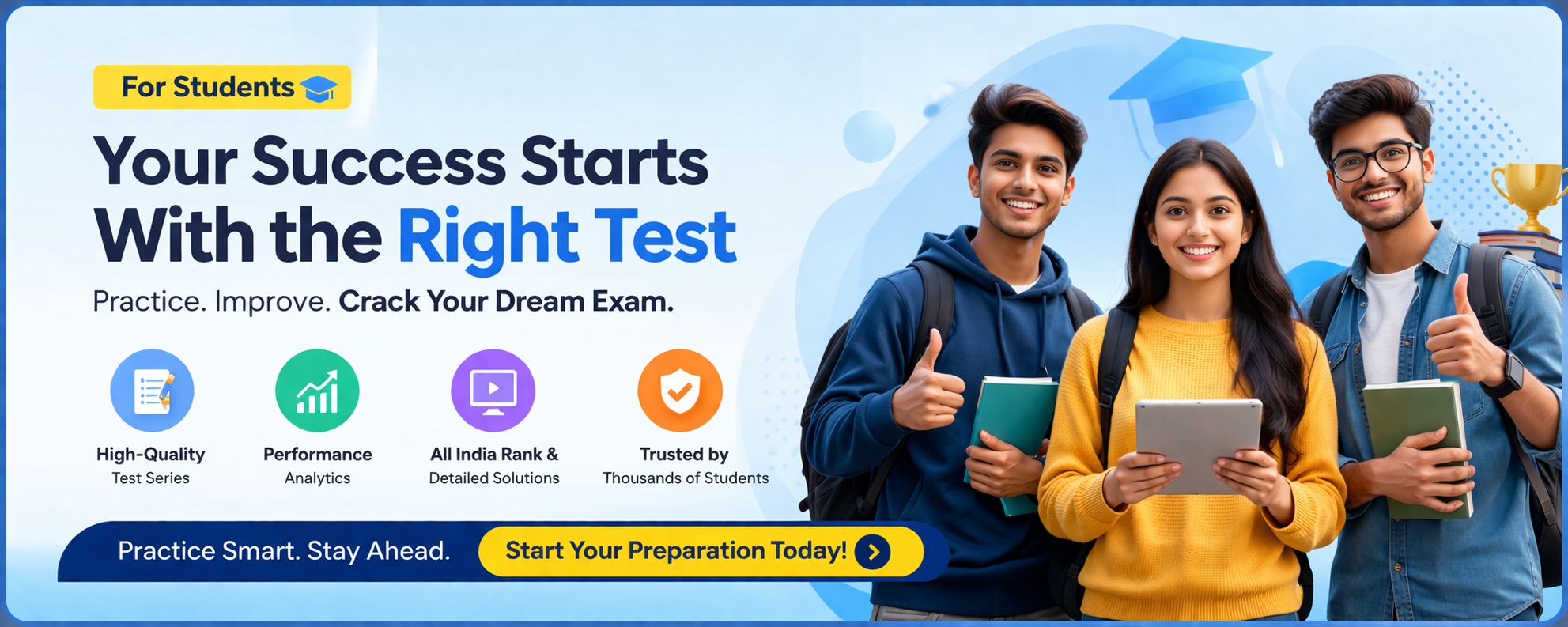 Test series student success banner